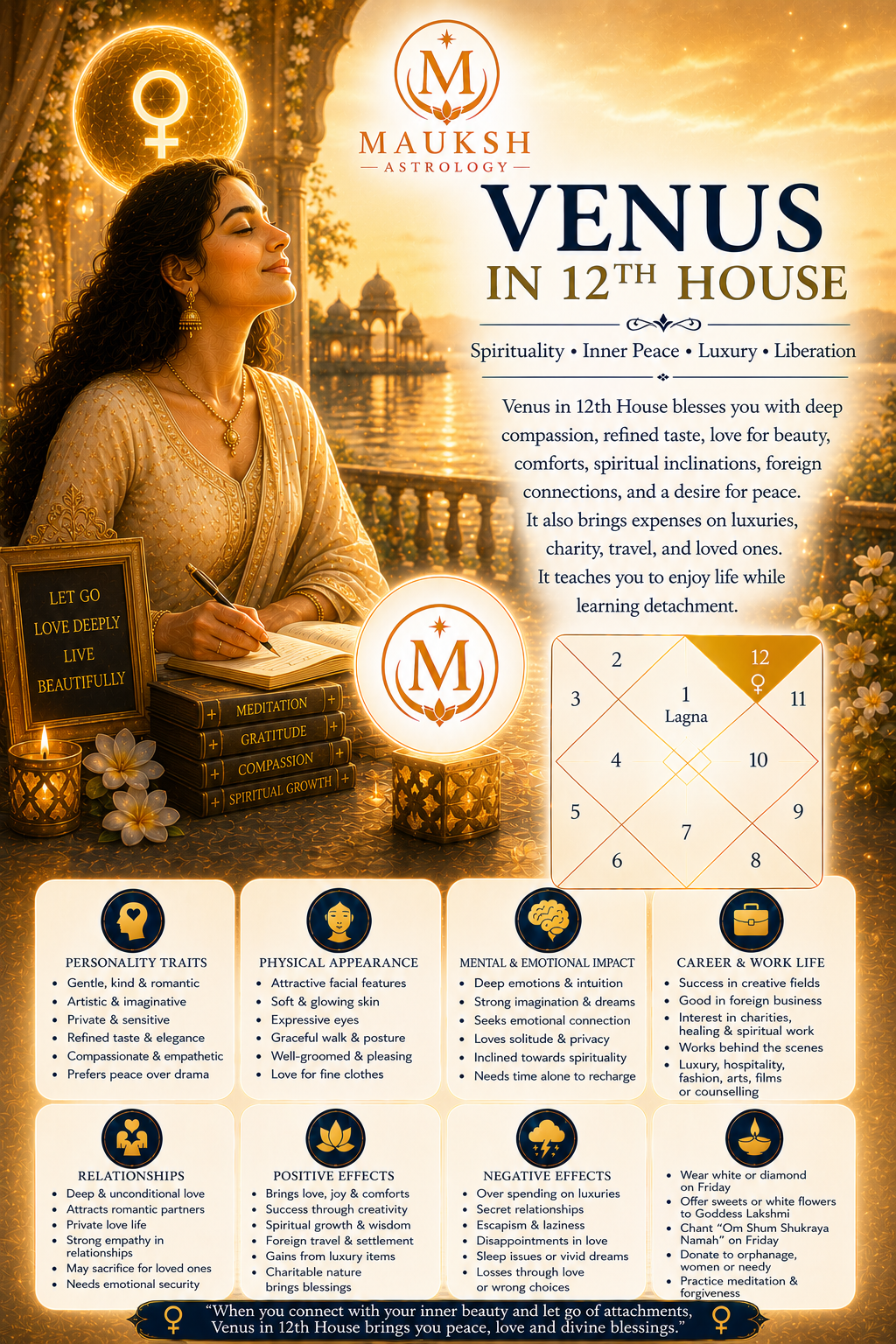 Venus in the 12th House: Meaning, Foreign Travel, Expenses, Spirituality & Remedies (Vedic Astrology)