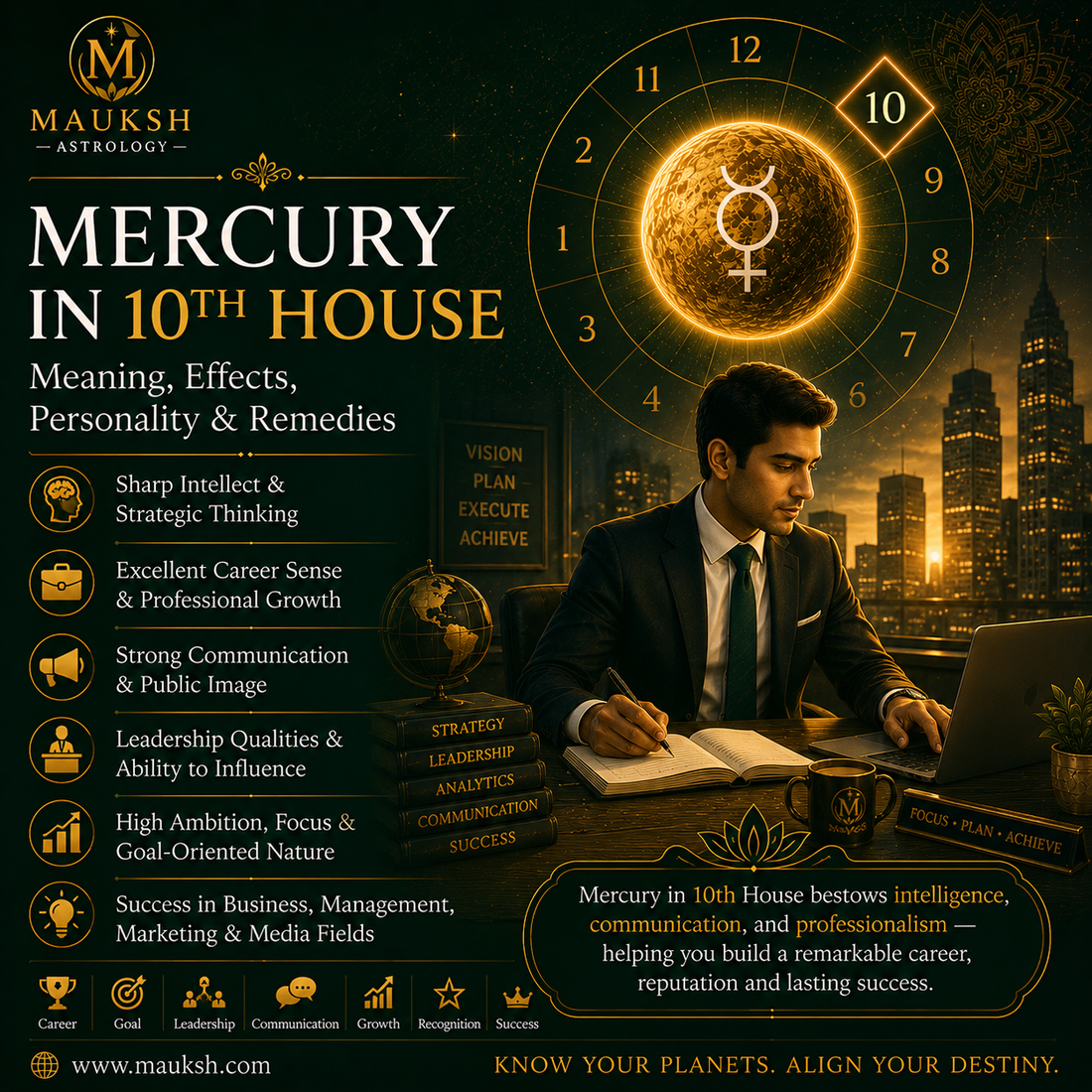 Mercury in 10th House: Meaning, Effects, Personality & Career Success
