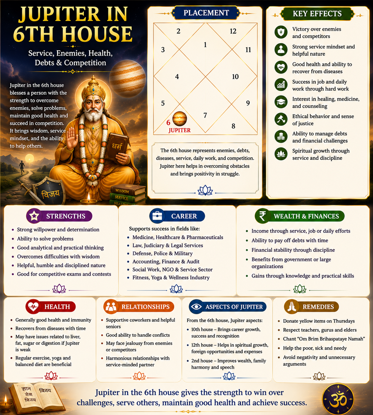 Jupiter in 6th House of Kundali: Meaning, Effects, Career, Marriage & Remedies