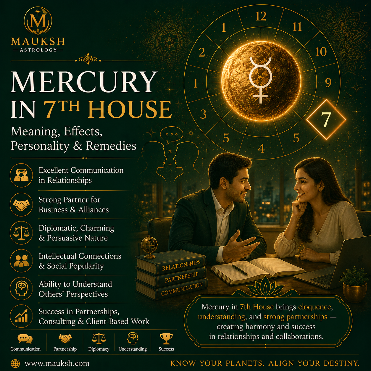 Mercury in 7th House: Meaning, Effects, Personality & Remedies