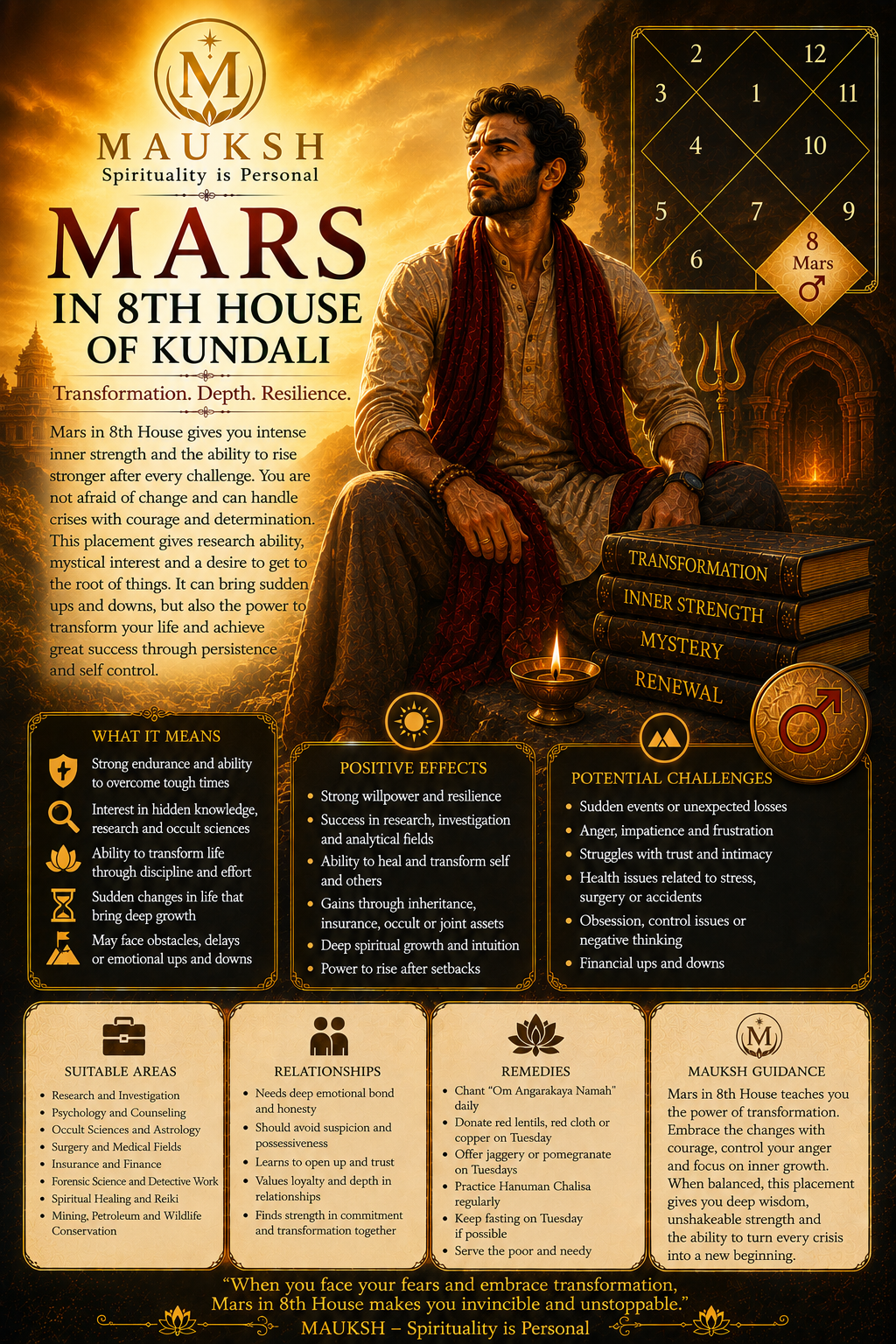 Mars in 8th House in Kundali: Meaning, Effects, Career, Wealth & Transformation