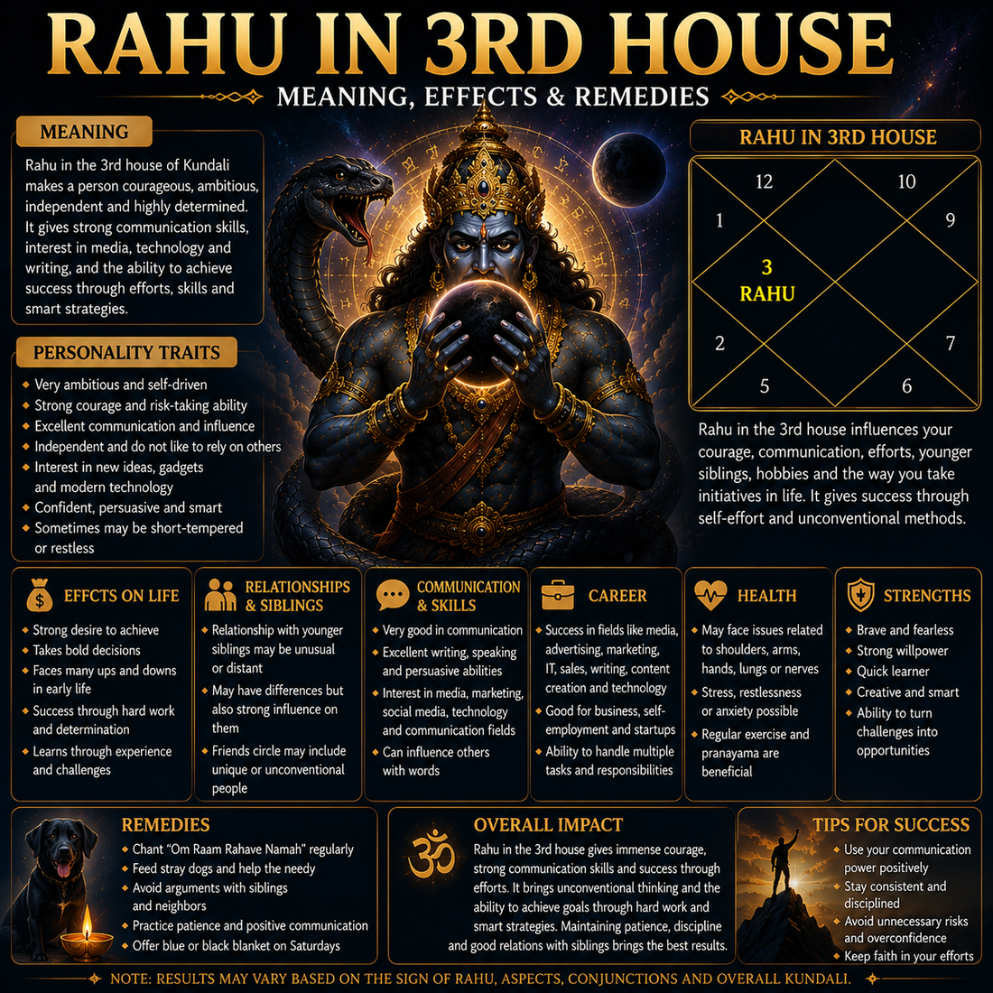 Rahu in 3rd House in Kundali: Meaning, Effects, Career & Remedies