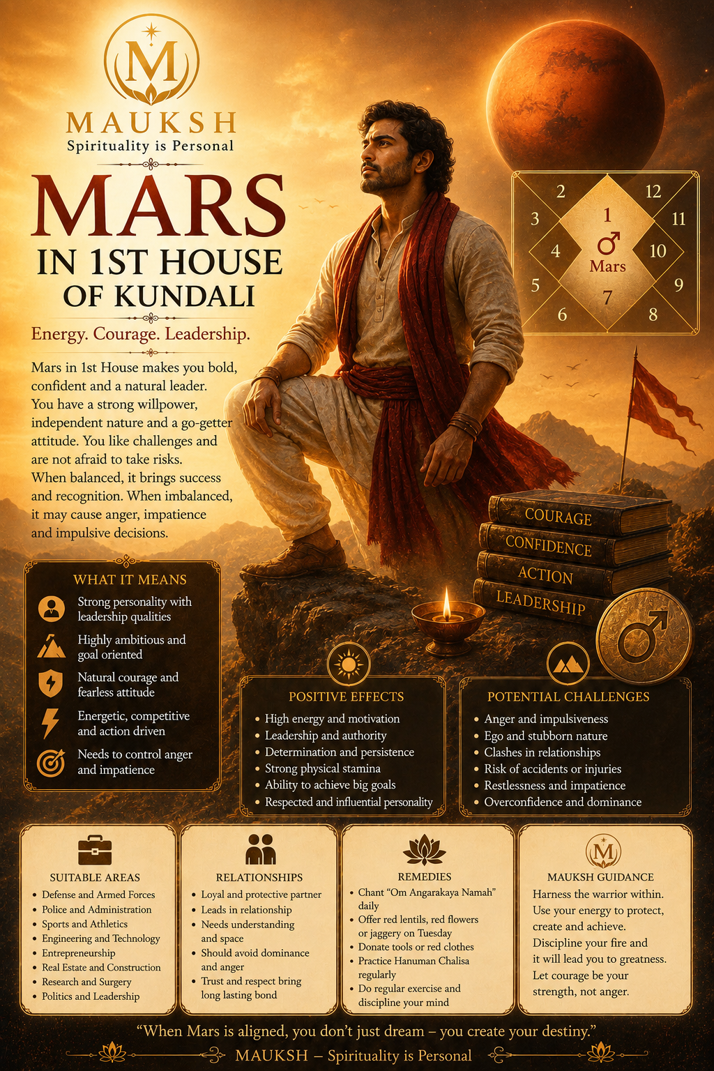 Mars in 1st House in Kundali: Meaning, Effects, Career, Marriage & Personality