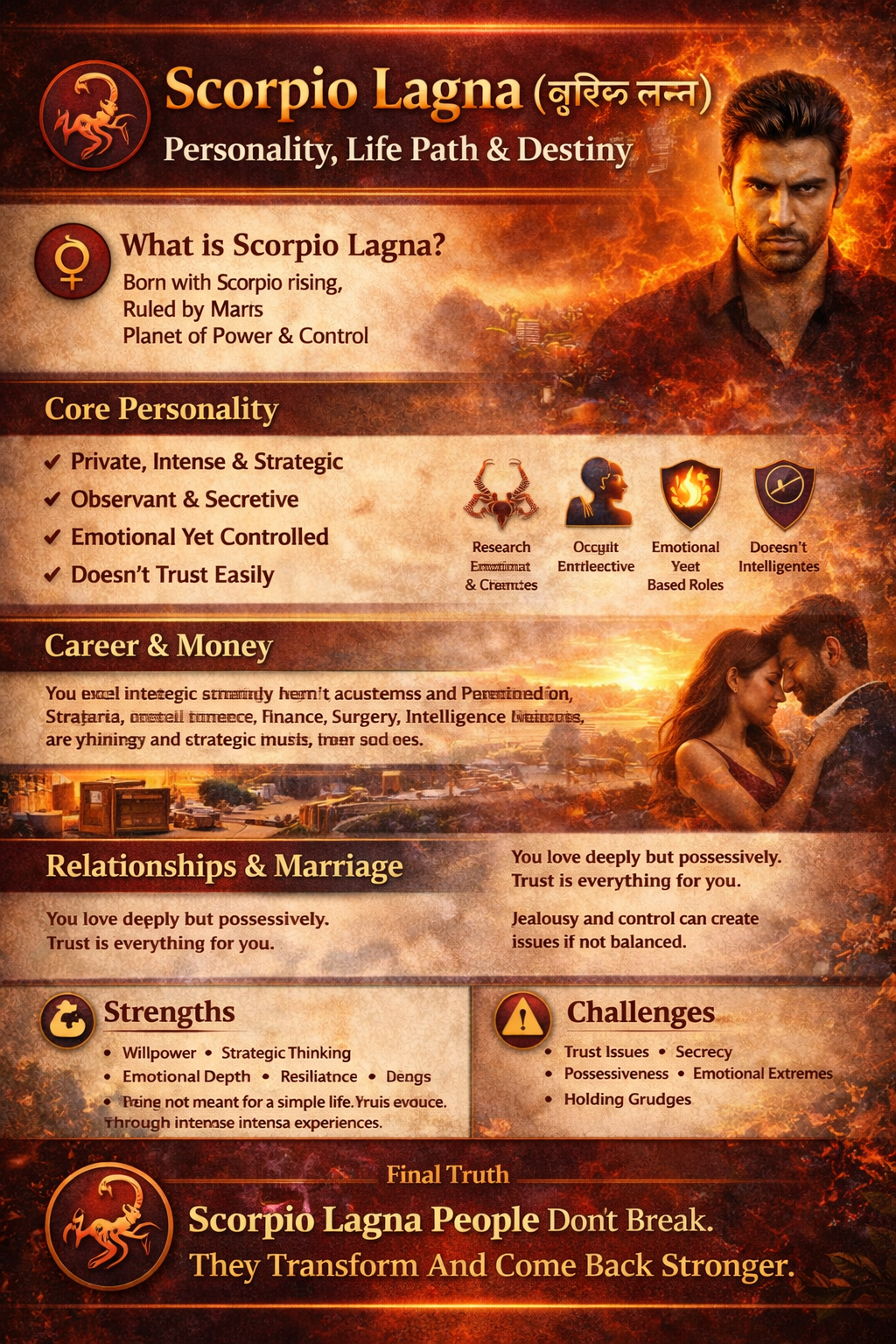 🦂 Scorpio Lagna (वृश्चिक लग्न) – Personality, Life Path & Destiny