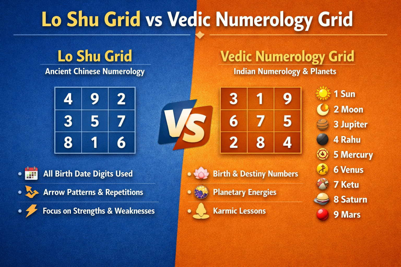 Lo Shu Grid vs Vedic Numerology Grid – What’s the Real Difference?