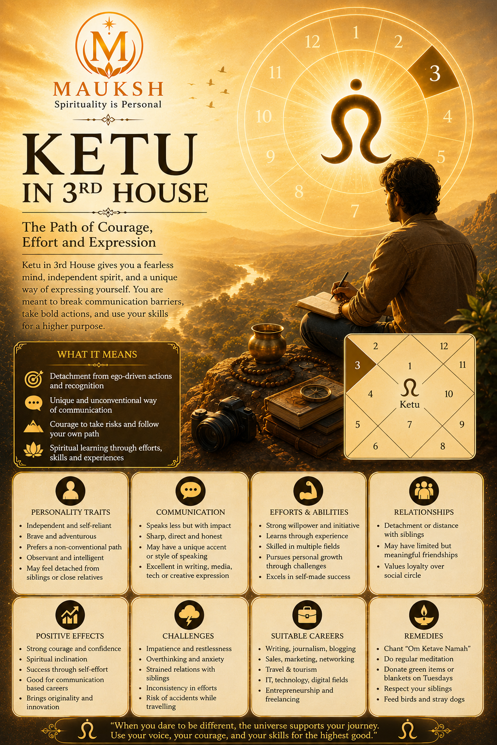 Ketu in the 3rd House: Meaning, Effects, Personality, Career, Marriage & Remedies