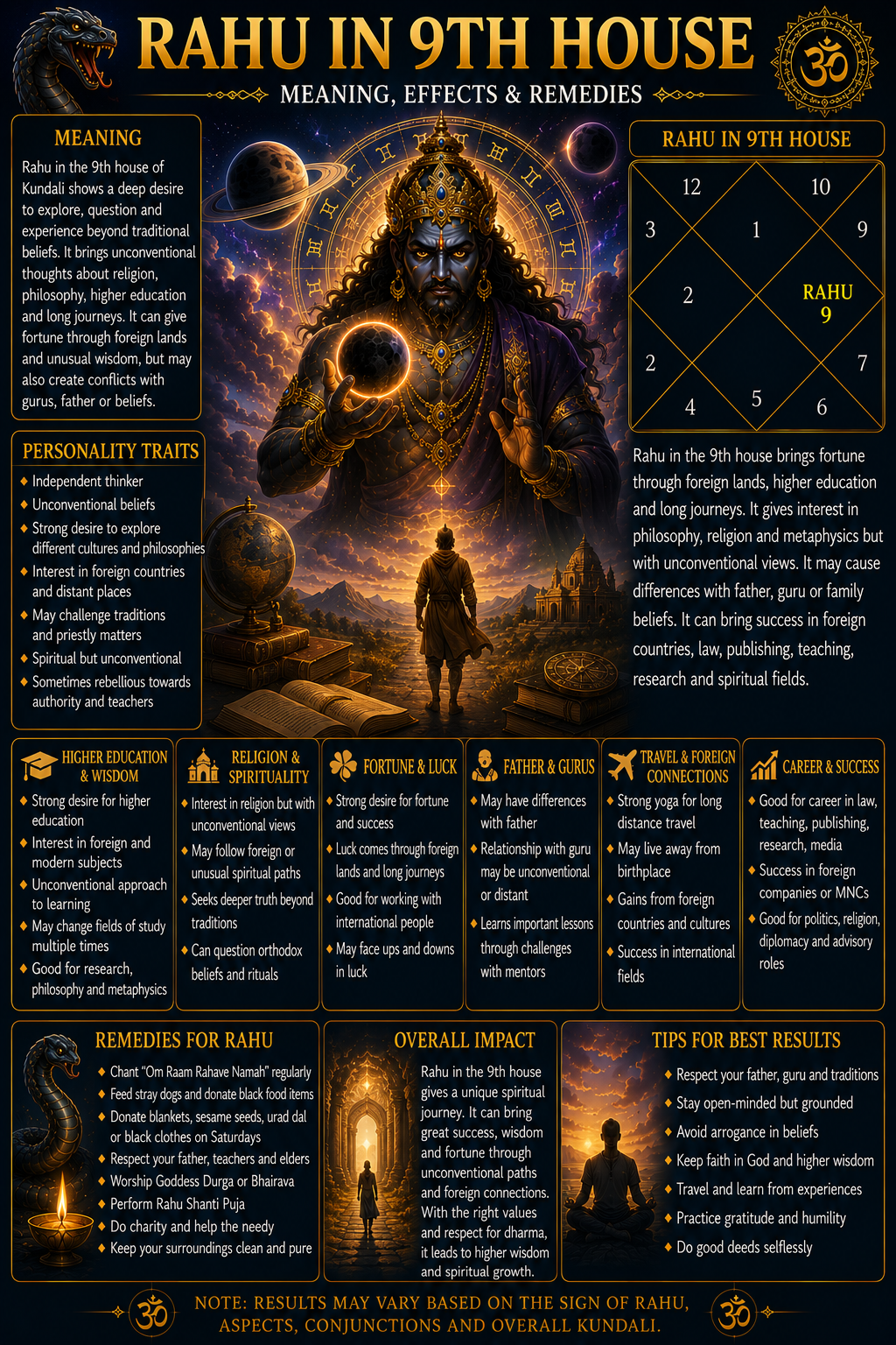 Rahu in 9th House in Kundali: Meaning, Effects, Luck & Remedies