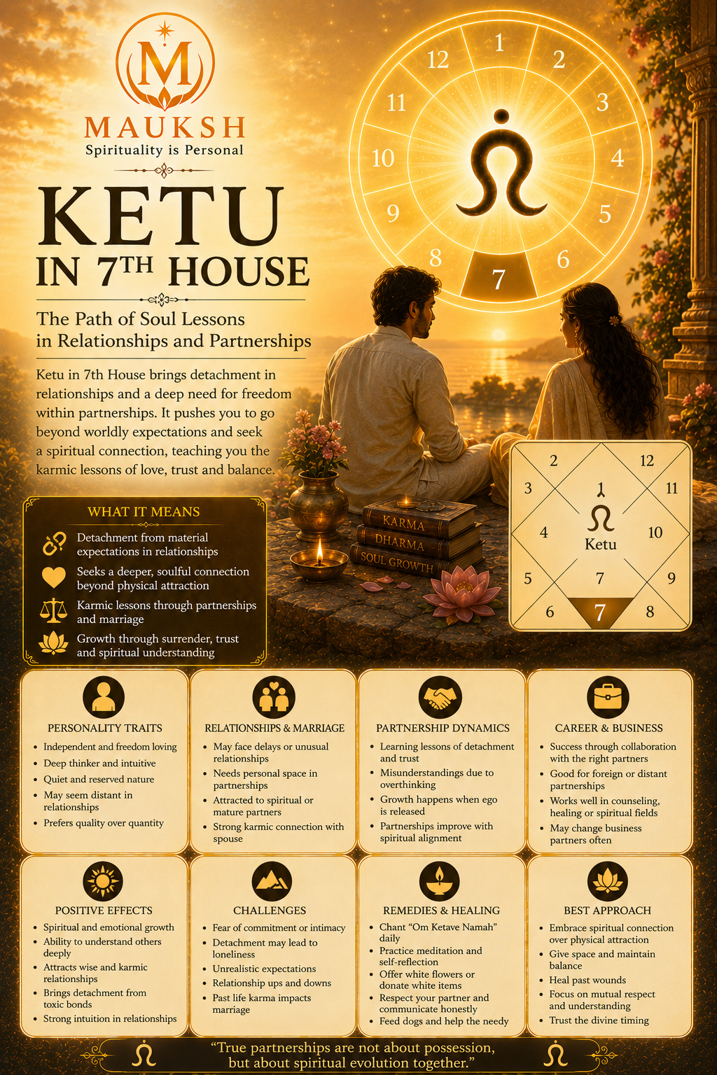 Ketu in the 7th House: Meaning, Effects, Personality, Career, Marriage & Remedies
