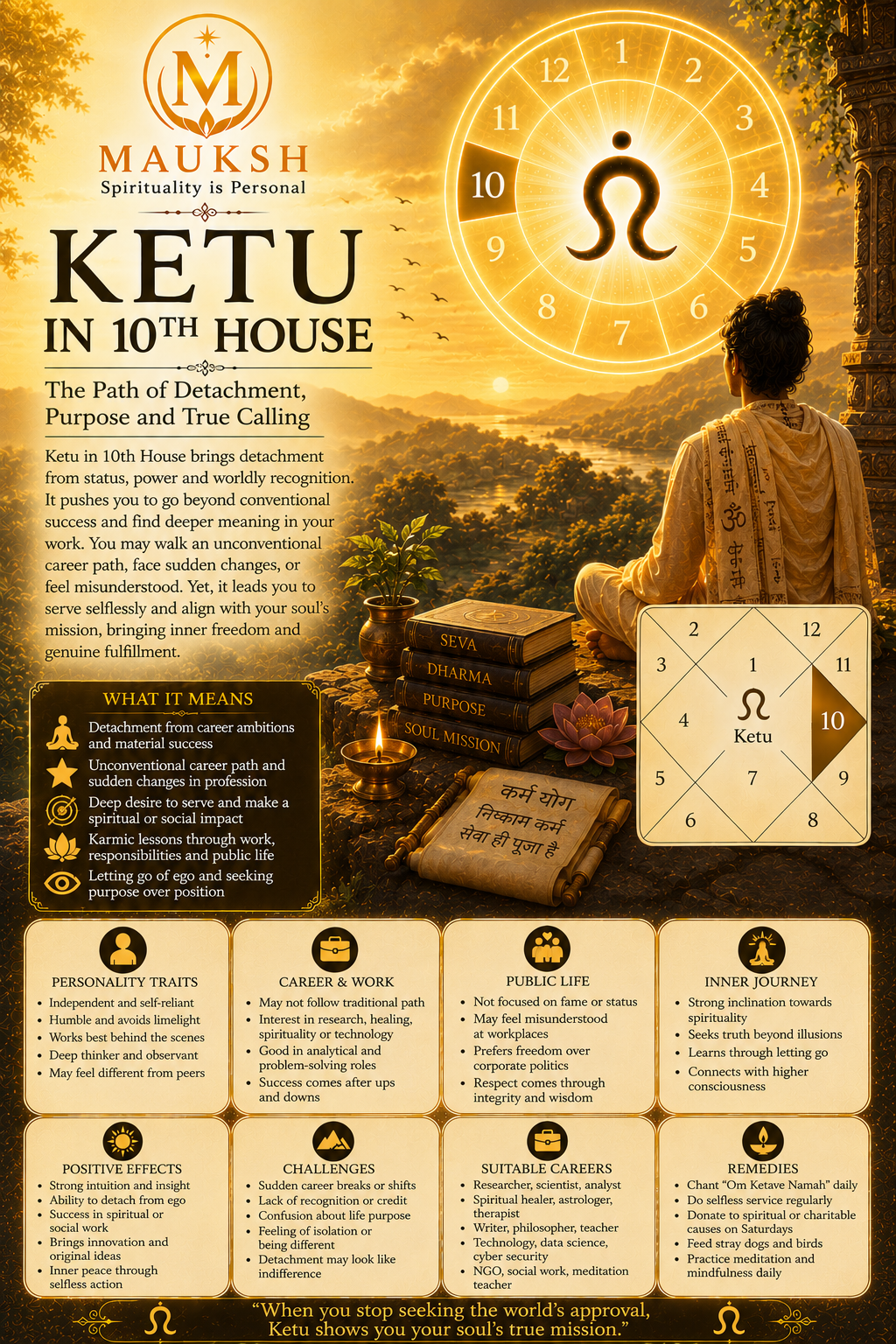 Ketu in the 10th House: Meaning, Effects, Personality, Career, Marriage & Remedies