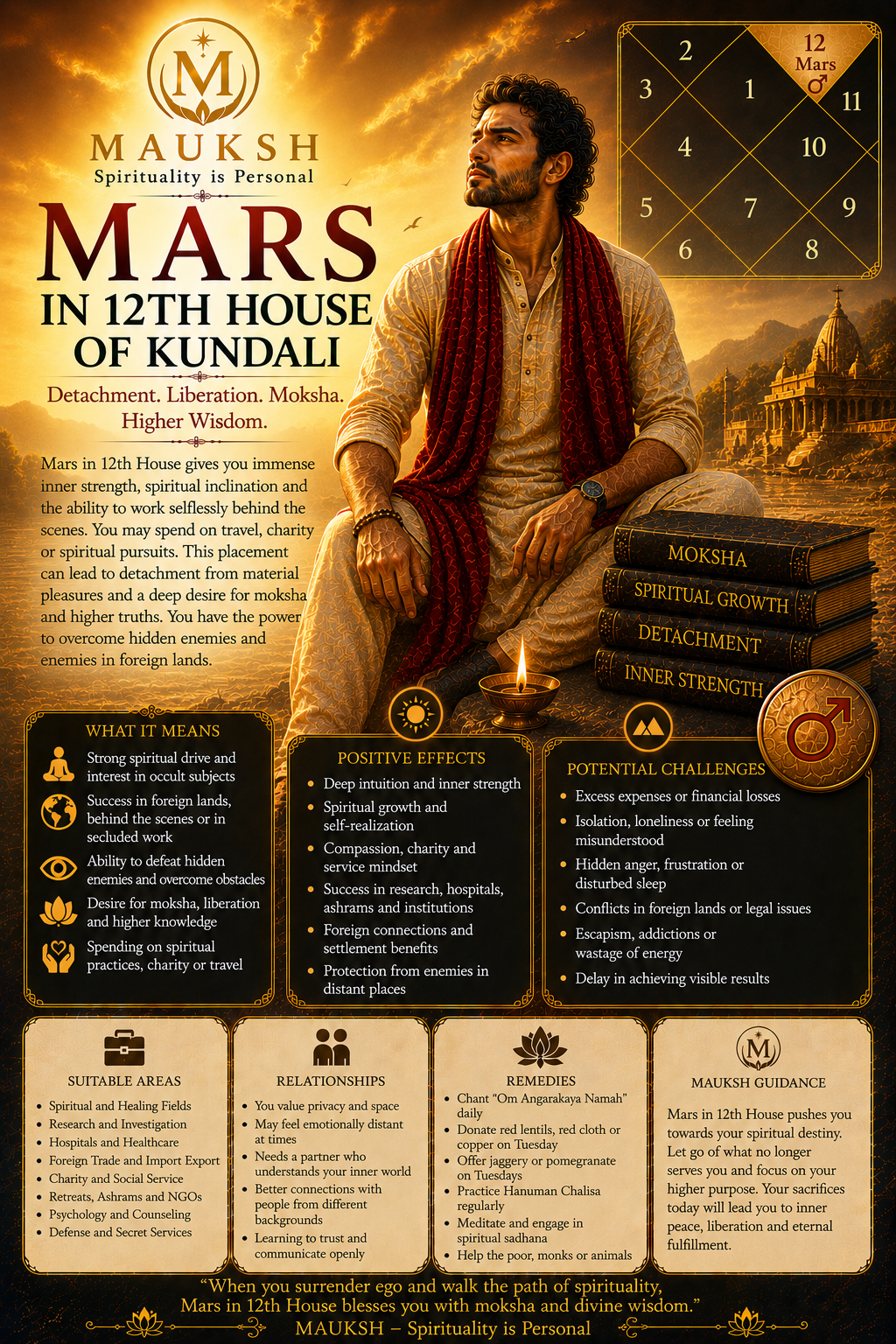 Mars in 12th House in Kundali: Meaning, Effects, Foreign Travel, Expenses & Spirituality