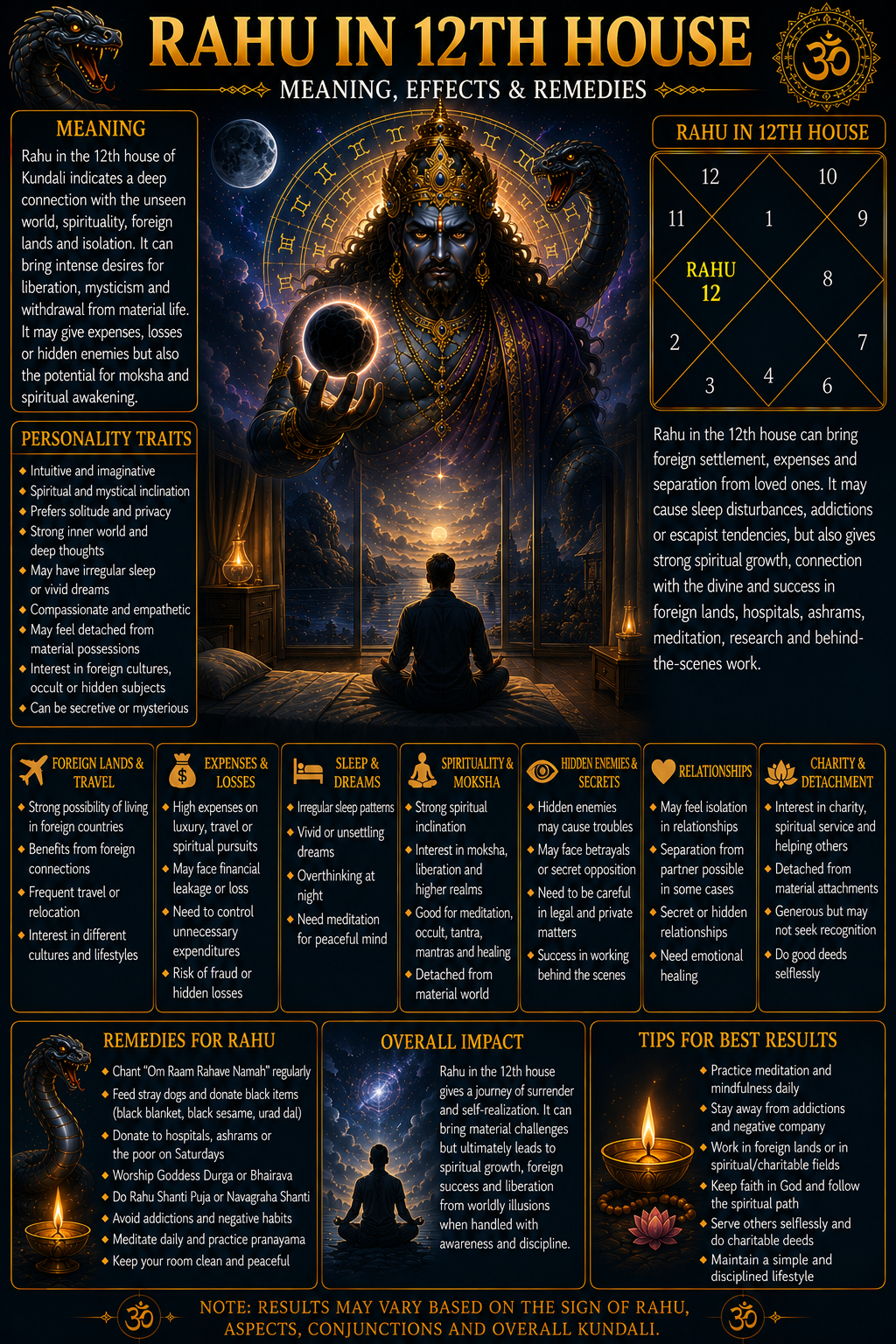 Rahu in 12th House in Kundali: Meaning, Effects, Spirituality & Remedies