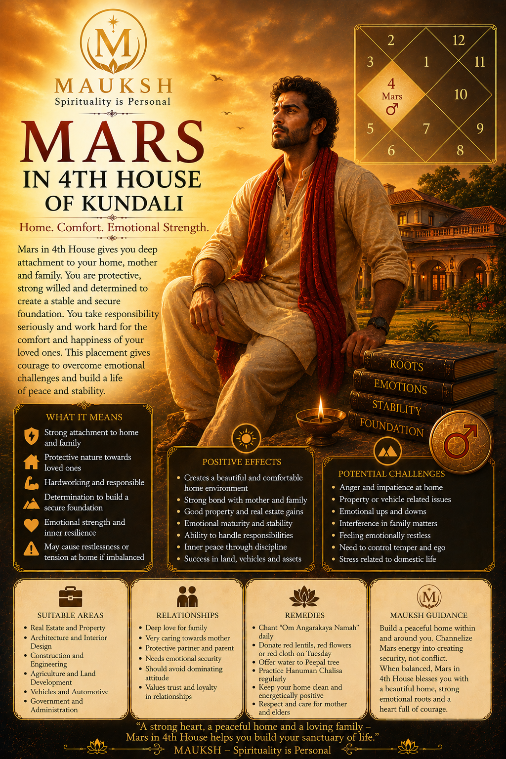 Mars in 4th House in Kundali: Meaning, Effects, Home, Property, Mother & Career
