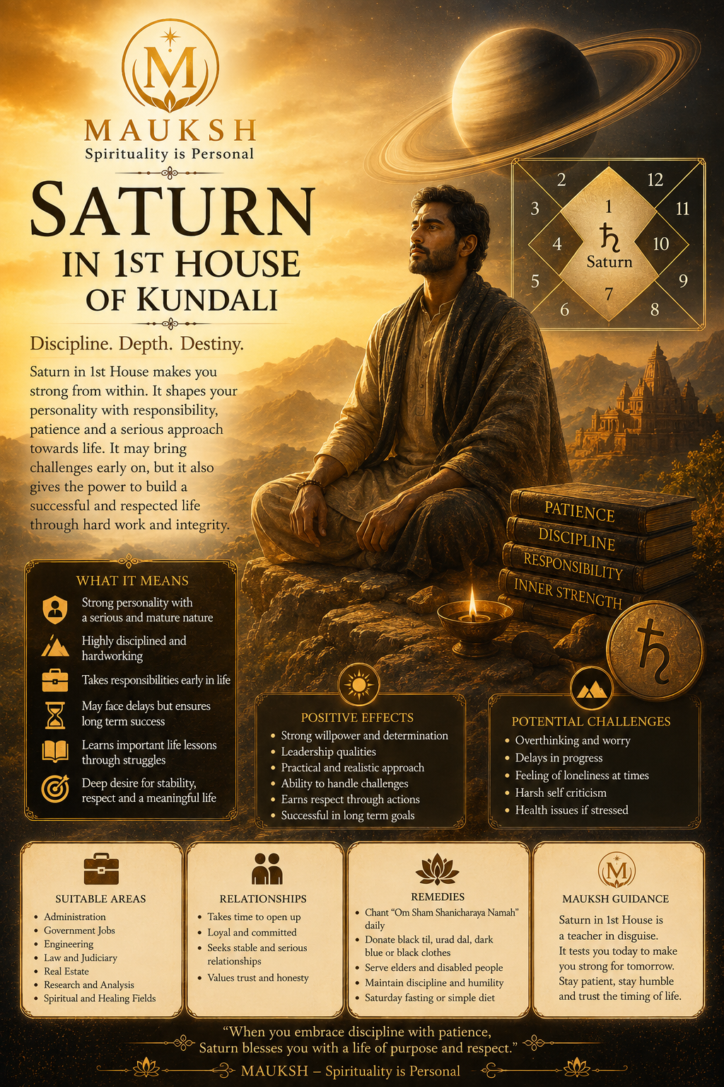 Saturn in 1st House of Kundali: Effects on Life, Career, Marriage & Personality