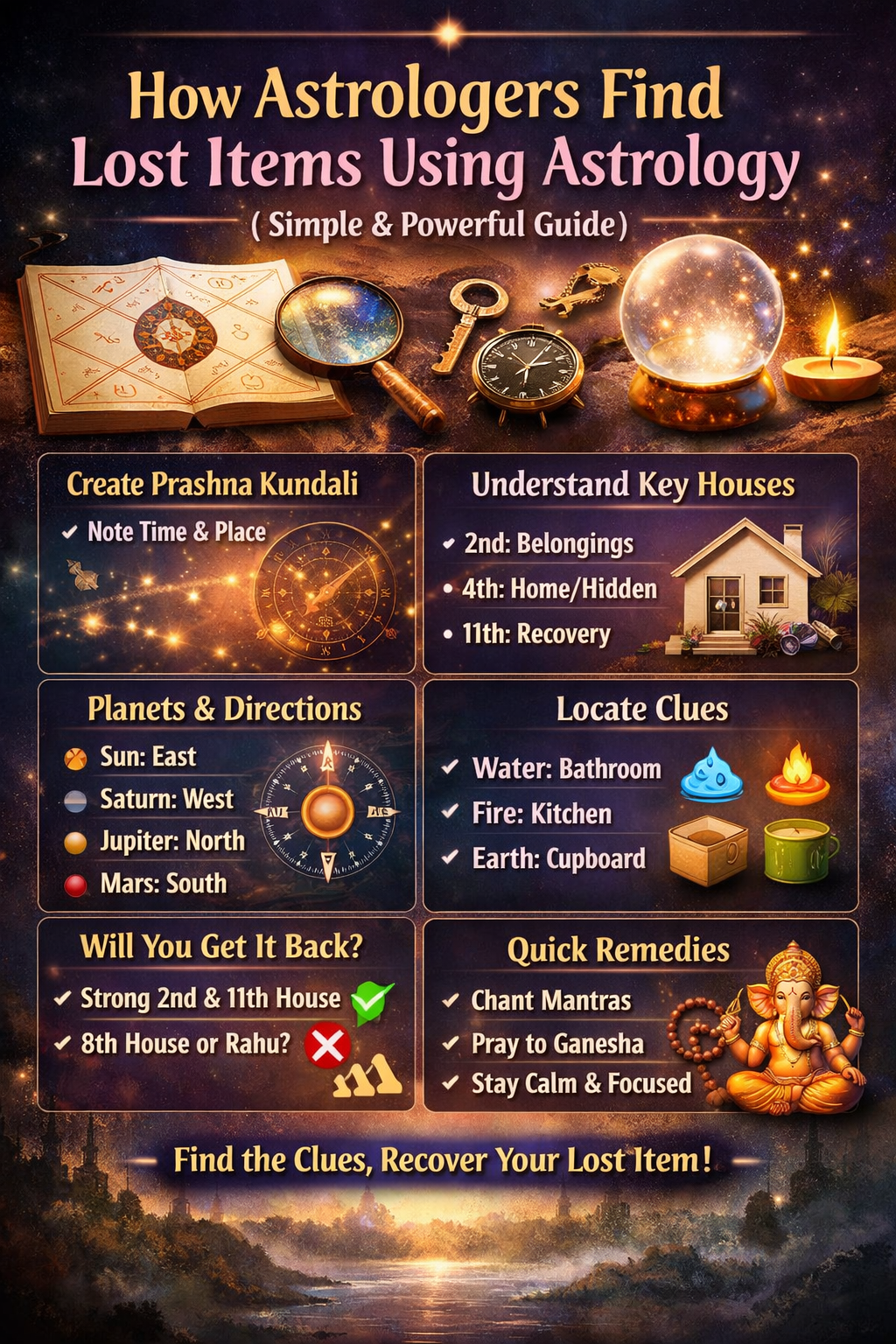 🔮 How Astrologers Find Lost Items Using Astrology (Simple & Powerful Guide)