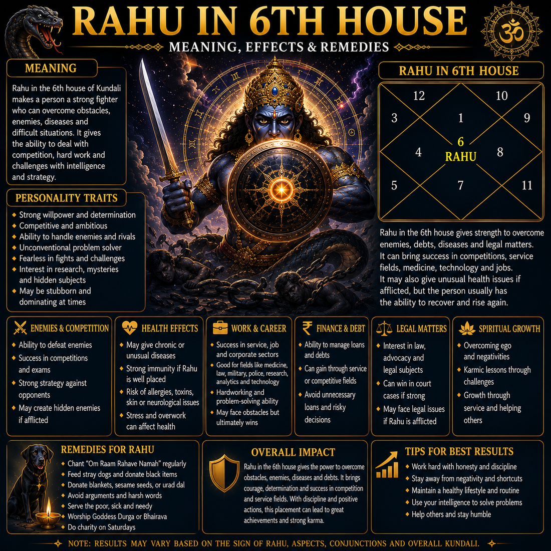 Rahu in 6th House in Kundali: Meaning, Effects, Career & Remedies