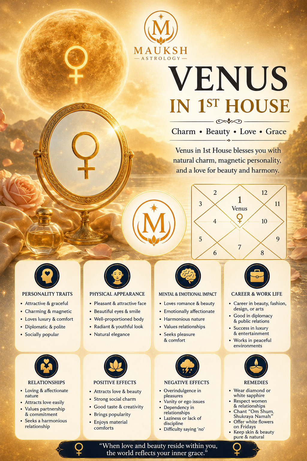 Venus in the 1st House: Meaning, Personality, Career, Marriage & Remedies (Vedic Astrology)