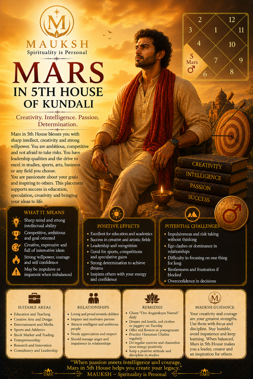 Mars in 5th House in Kundali: Meaning, Effects, Love, Children, Education &amp; Creativity