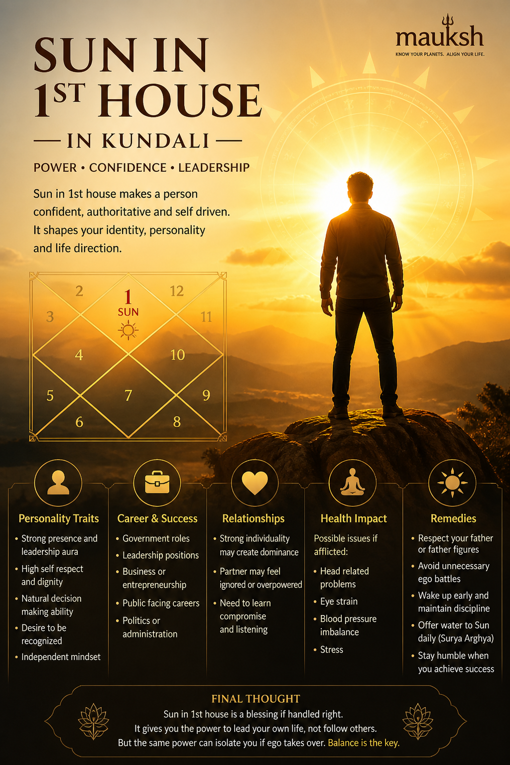 Sun in 1st House in Kundali: Meaning, Effects, Personality & Remedies