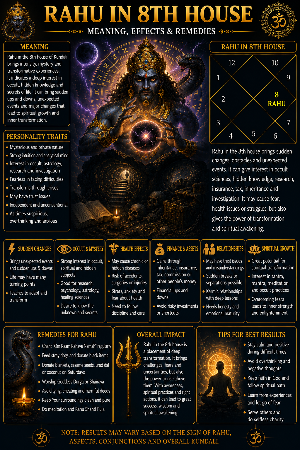 Rahu in 8th House in Kundali: Meaning, Effects, Transformation & Remedies