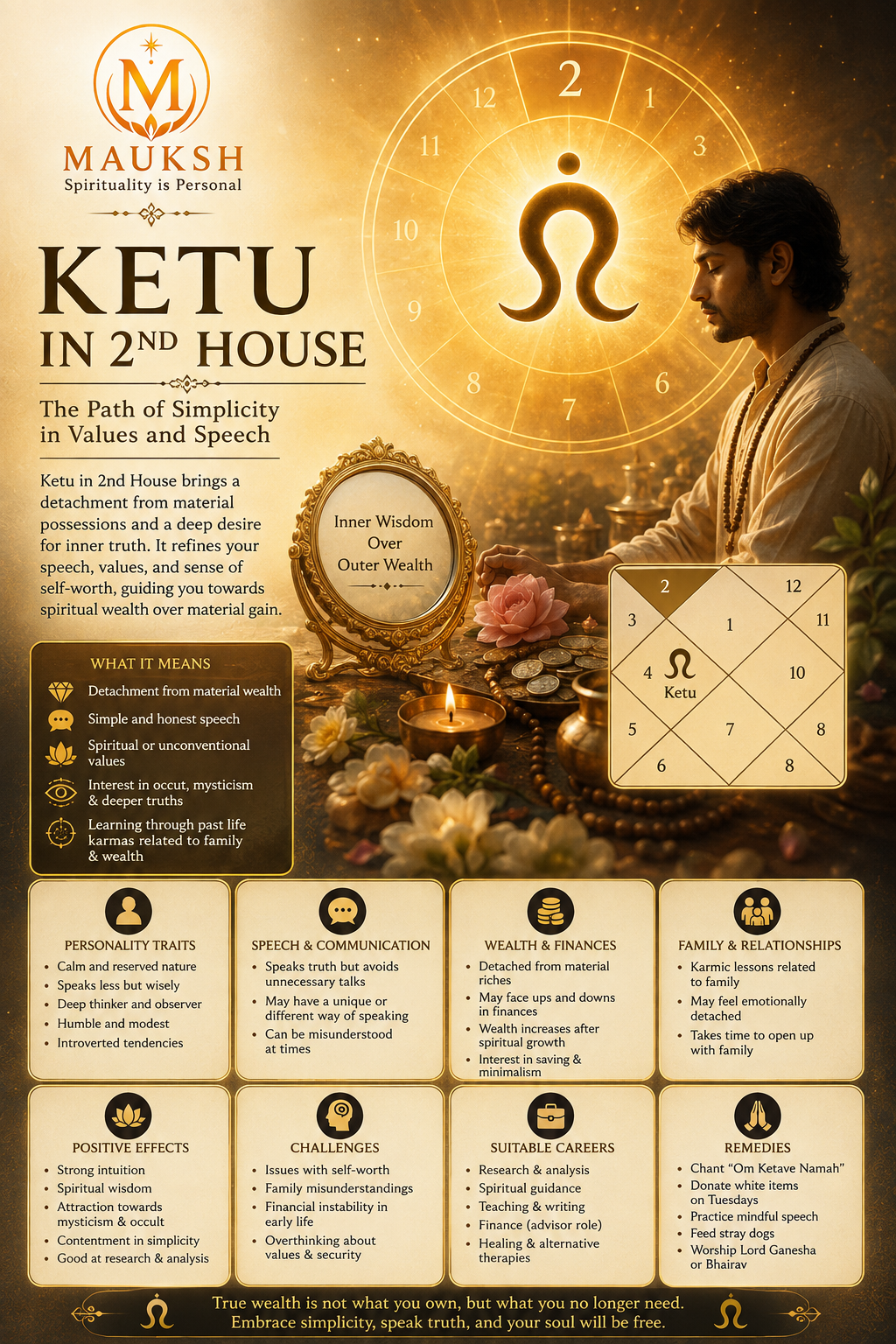 Ketu in the 2nd House: Meaning, Effects, Personality, Career, Marriage & Remedies