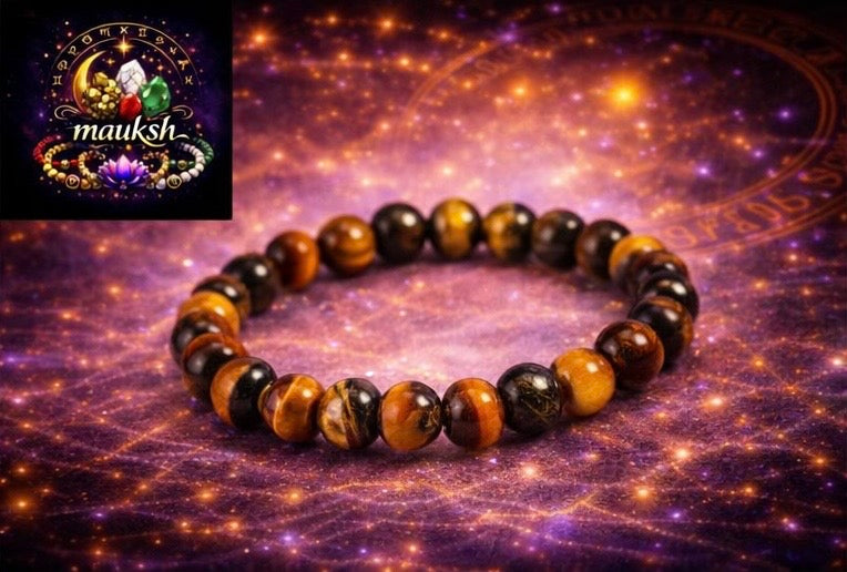 Tiger Eye Bracelet for Courage & Career Success | Natural Crystal | Certified | Mauksh
