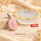 Original Rose Quartz Pendant with Free Raw Selenite Bowl for Love & Self-Love | Natural | Certified | Mauksh