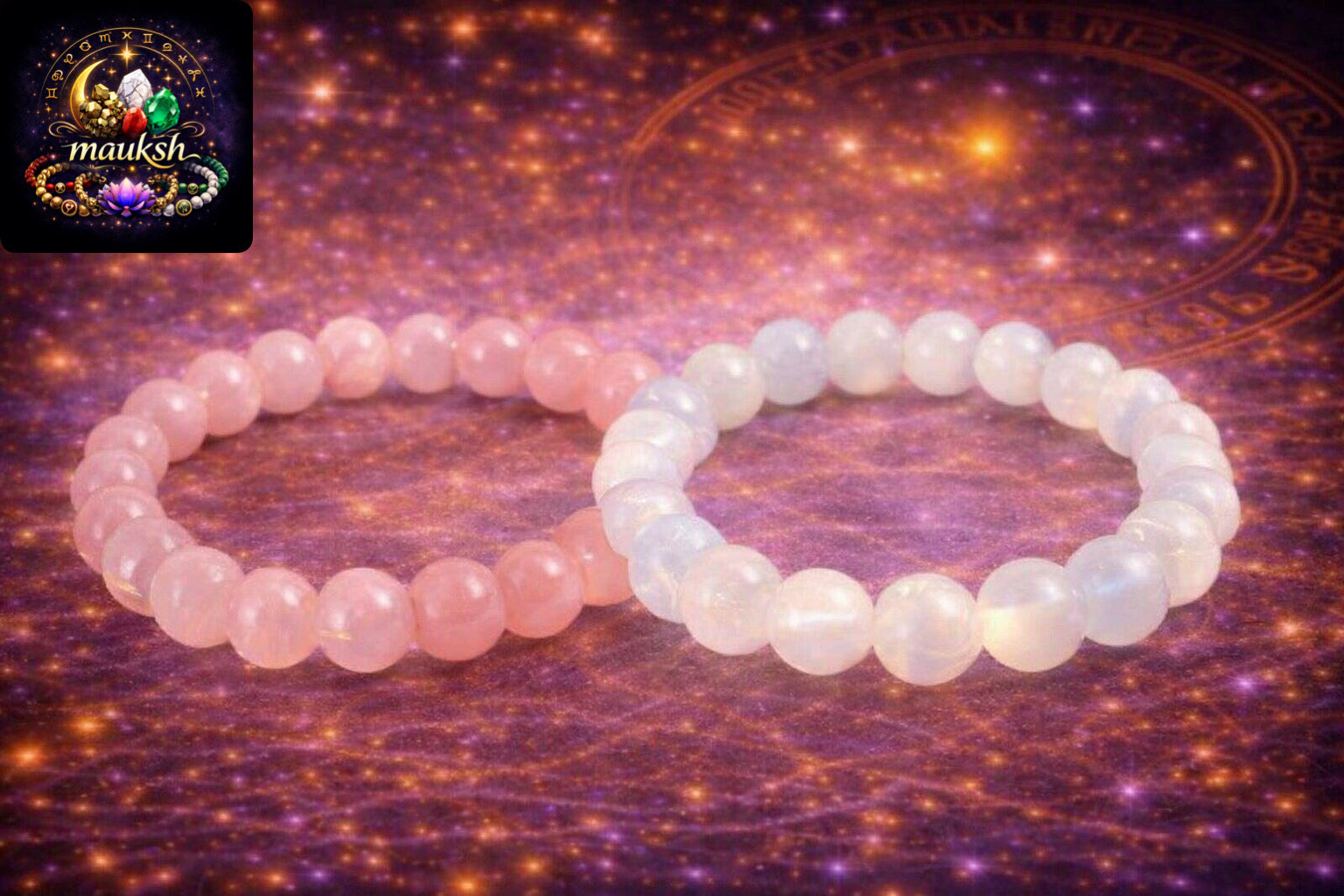 Rose Quartz & Moonstone Bracelet Combo for Love & Emotional Balance | Natural Crystals | Certified | Mauksh