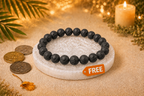 Original Lava Stone Bracelet with Free Raw Selenite Plate for Grounding, Strength & Stability | Natural Crystal | Certified | Mauksh