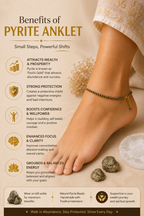Original Pyrite Anklet with Free Raw Selenite Plate | Certified | Mauksh