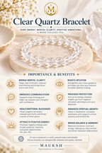 Original Clear Quartz Bracelet with Free Raw Selenite Plate for Clarity, Cleansing & Positive Energy | Natural Crystal | Certified | Mauksh