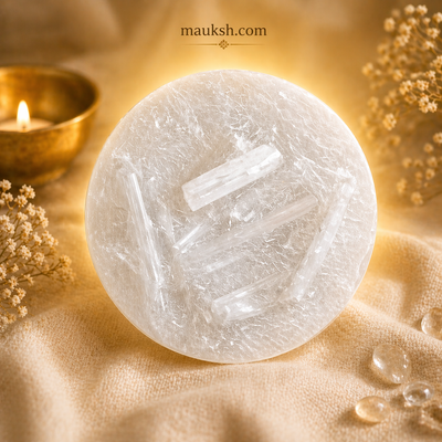 Original Raw Selenite Charging Plate – Crystal Cleansing & Energy Purification | Certified | Mauksh