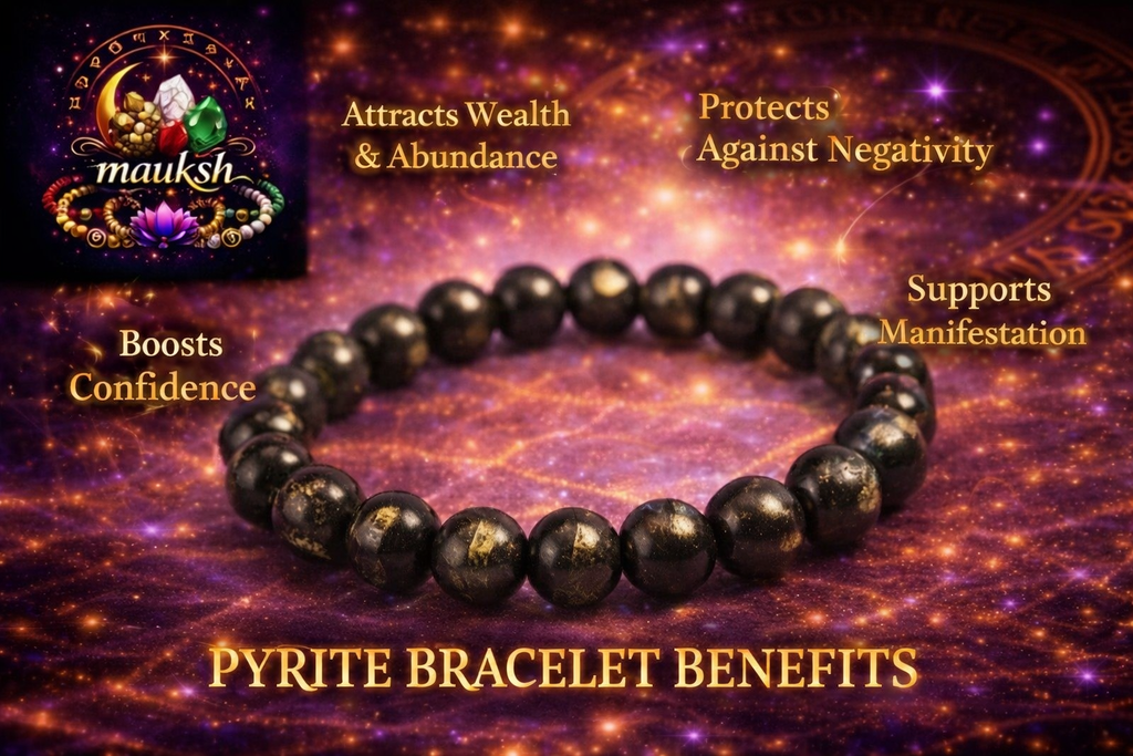Pyrite Bracelet for Wealth & Money Attraction | Natural Crystal | Certified | Mauksh