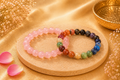 Original 7 Chakra & Rose Quartz Bracelet Combo for Love, Balance & Positive Energy | Natural Crystals | Certified | Mauksh