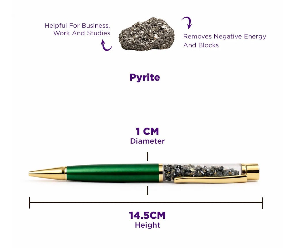 Original Pyrite Power Pen for Wealth, Confidence & Success | Certified | Mauksh