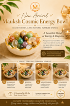 Mauksh Cosmic Energy Bowl with Natural Tumbled Stones & Selenite Bowl | Spiritual Home Décor | Natural
