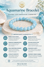 Original Aquamarine Bracelet with Free Raw Selenite Plate for Calm, Clarity & Communication | Natural Crystal | Certified | Mauksh