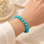 Original Turquoise Bracelet with Free Raw Selenite Plate for Protection, Calm & Communication | Natural Crystal | Certified | Mauksh