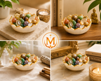 Mauksh Cosmic Energy Bowl with Natural Tumbled Stones & Selenite Bowl | Spiritual Home Décor | Natural