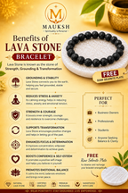 Original Lava Stone Bracelet with Free Raw Selenite Plate for Grounding, Strength & Stability | Natural Crystal | Certified | Mauksh