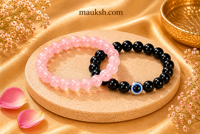 Original Rose Quartz & Evil Eye Bracelet Combo for Love & Protection | Certified | Mauksh