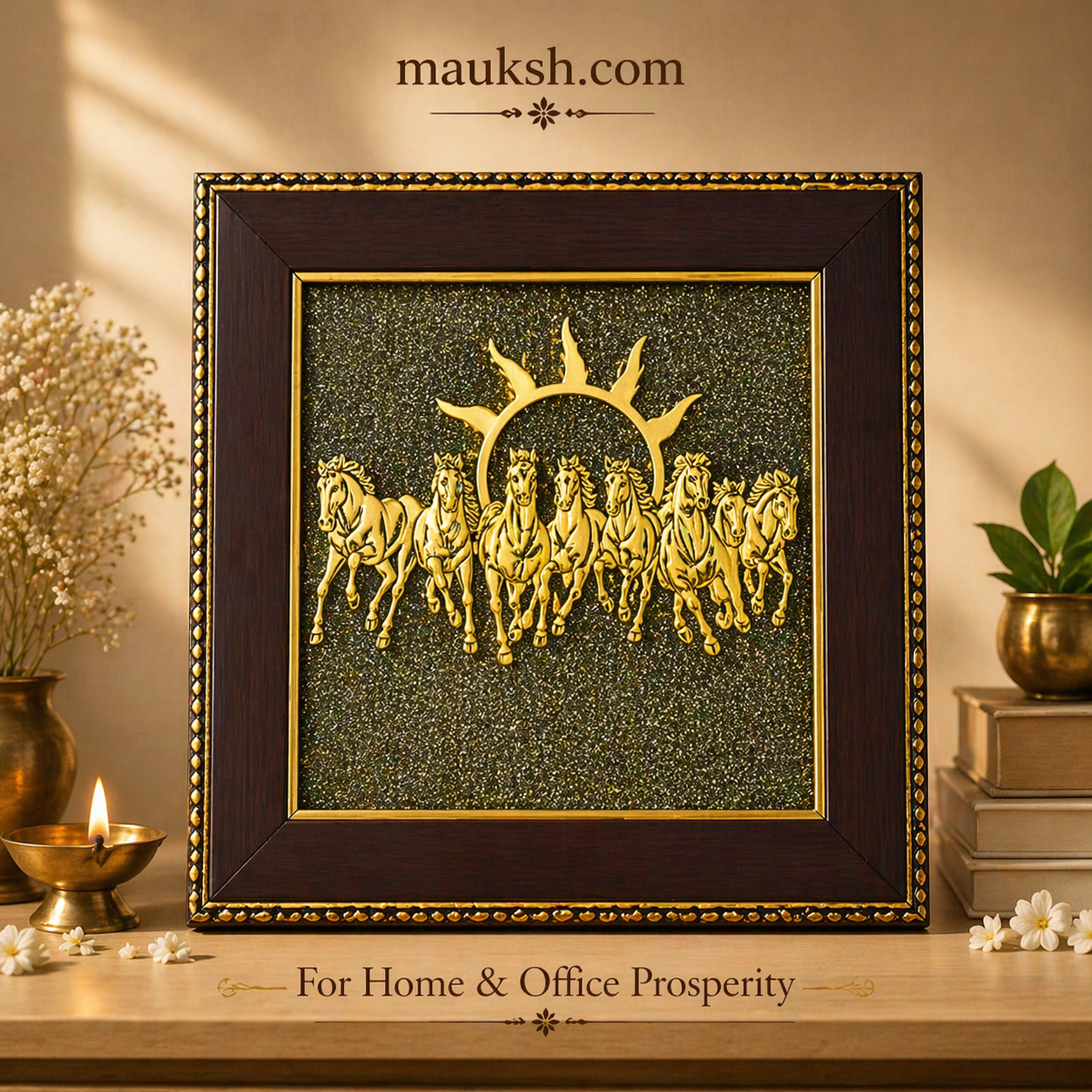 Original 7 Horses Frame | Career Paisa Naam Growth | Pyrite Base | Certified | Mauksh