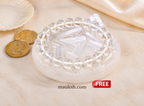 Original Clear Quartz Bracelet with Free Raw Selenite Plate for Clarity, Cleansing & Positive Energy | Natural Crystal | Certified | Mauksh
