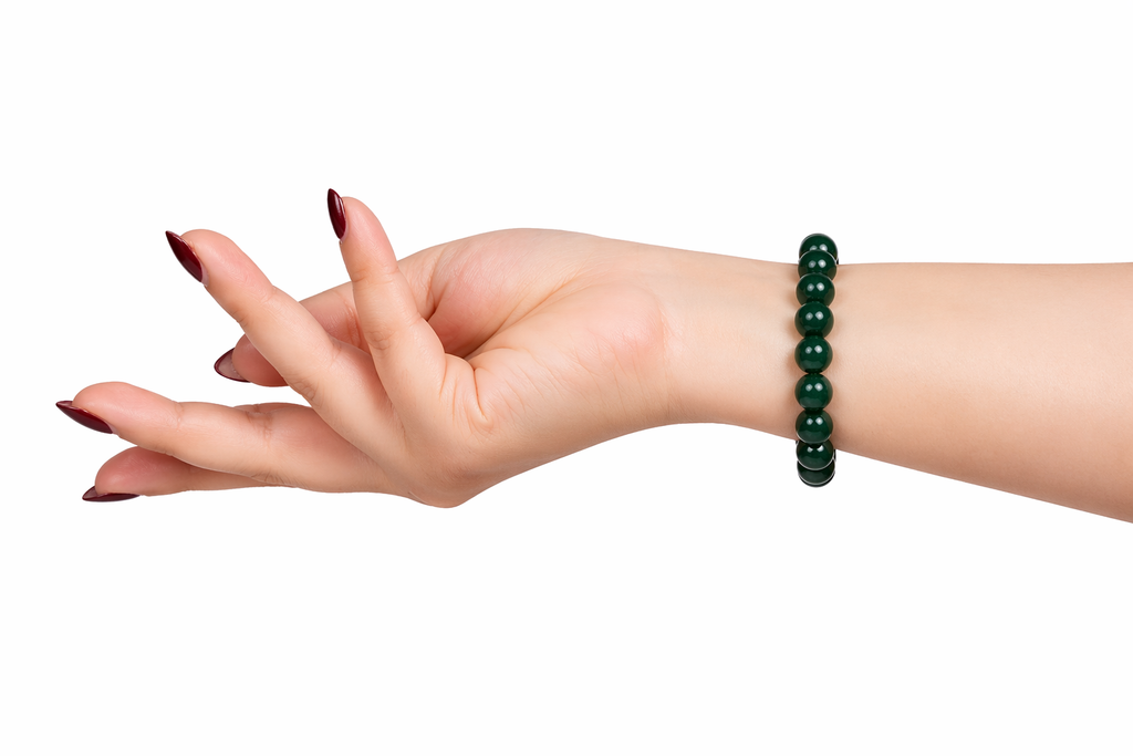 Original Green Jade Bracelet with Free Raw Selenite Plate for Luck, Prosperity & Growth | Natural Crystal | Certified | Mauksh