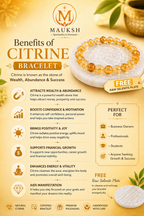 Original Citrine Bracelet with Free Raw Selenite Plate for Prosperity, Confidence & Success | Natural Crystal | Certified | Mauksh