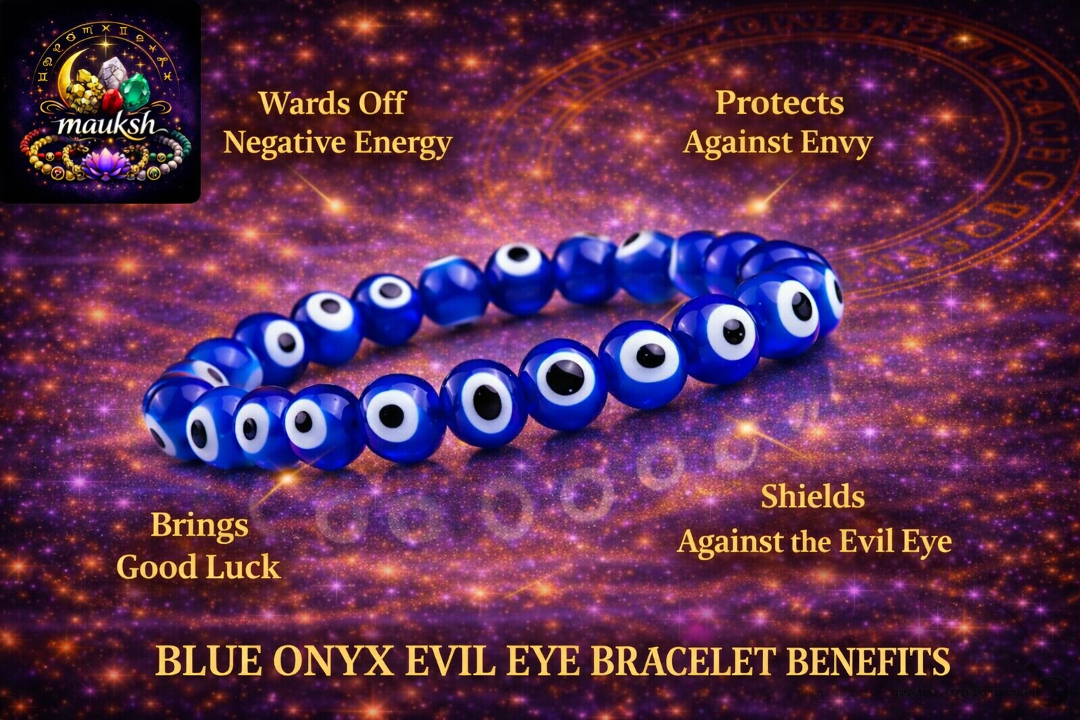 Blue Onyx Bracelet for Strength & Stability | Natural Crystal | Certified | Mauksh