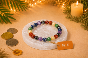 Original 7 Chakra Bracelet for Balance, Protection & Positivity with Free Raw Selenite Plate | Certified | Mauksh