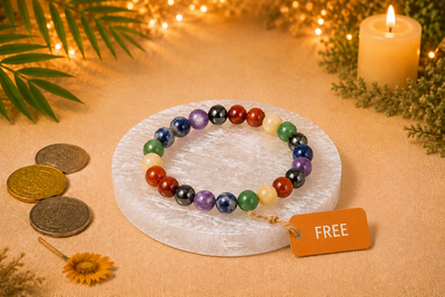 Original 7 Chakra Bracelet for Balance, Protection & Positivity with Free Raw Selenite Plate | Certified | Mauksh