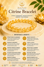 Original Citrine Bracelet with Free Raw Selenite Plate for Prosperity, Confidence & Success | Natural Crystal | Certified | Mauksh