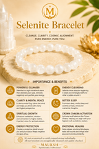 Original Selenite Bracelet for Peace, Clarity, Cleansing & Positive Energy | Natural Crystal | Certified | Mauksh