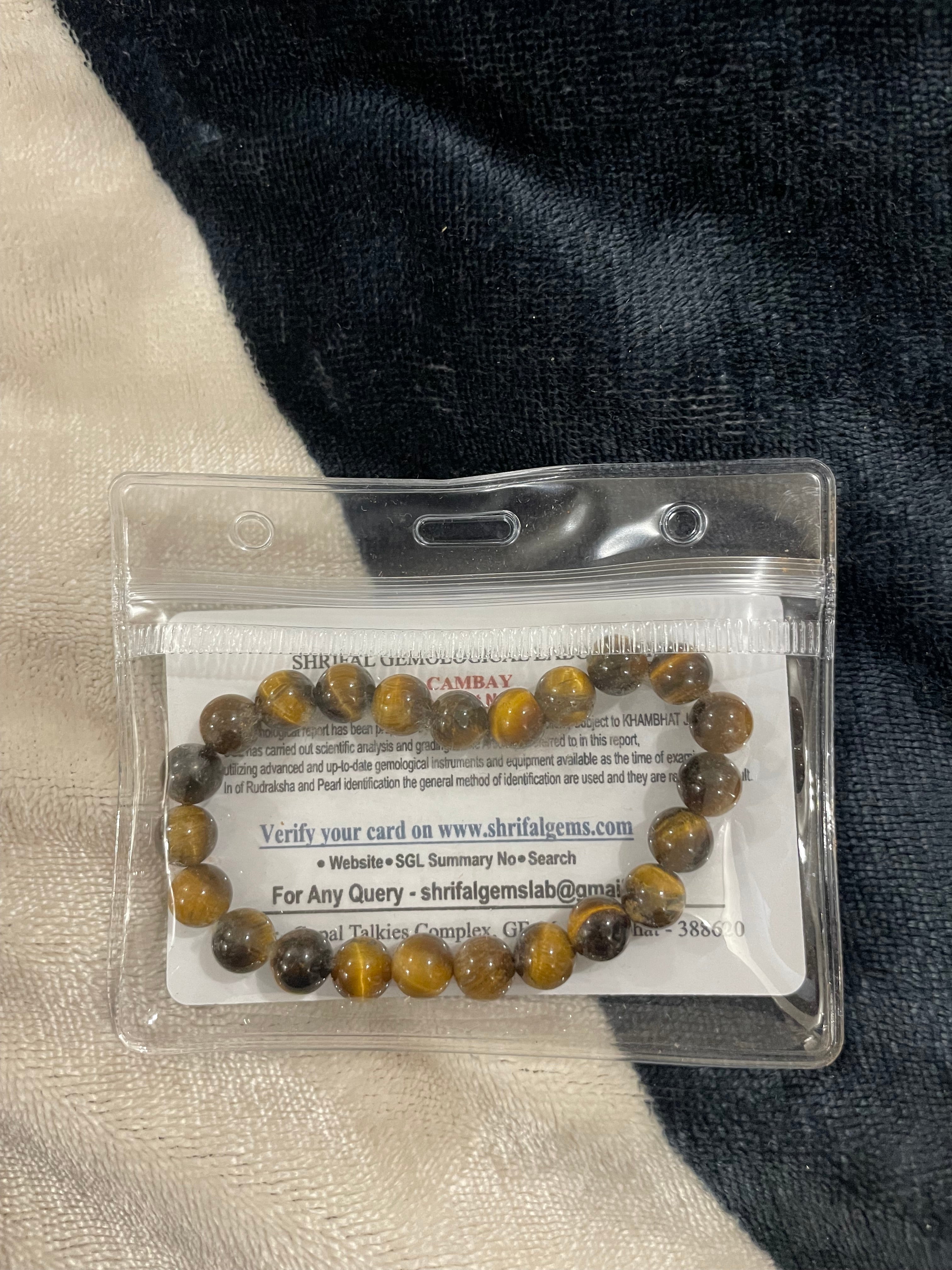 Tiger Eye Bracelet for Courage & Career Success | Natural Crystal | Certified | Mauksh